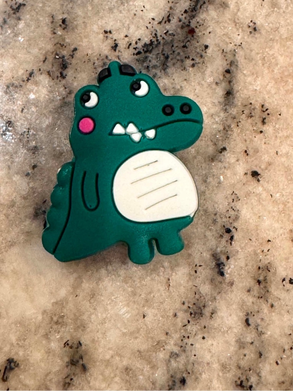 CROCS Green Crocodile Jibbitz Charm with White Belly and Pink Cheek